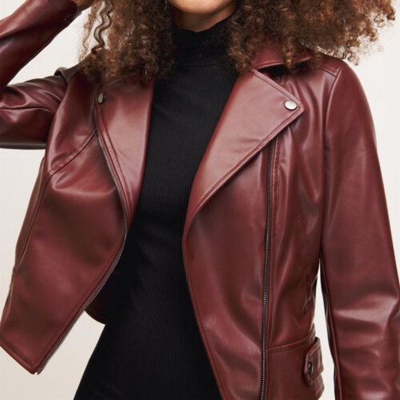 Dynamite Jackets & Blazers - Dynamite Dark Maroon Faux Leather Jacket New with tags size small